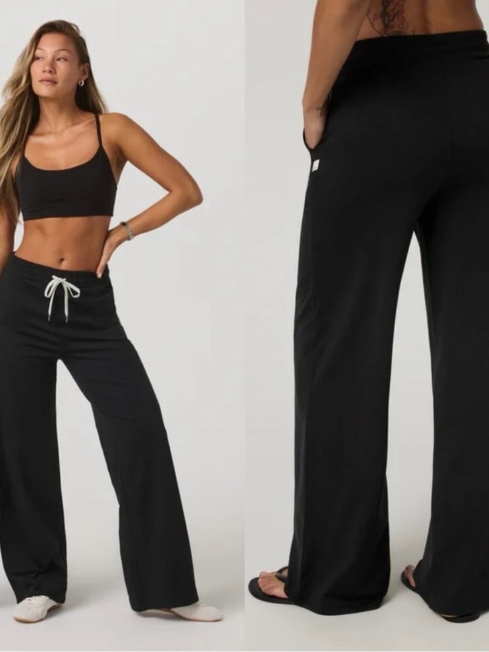 Vuori Halo Essential Wideleg Pant Black Medium Front Seam - Picture 2 of 5